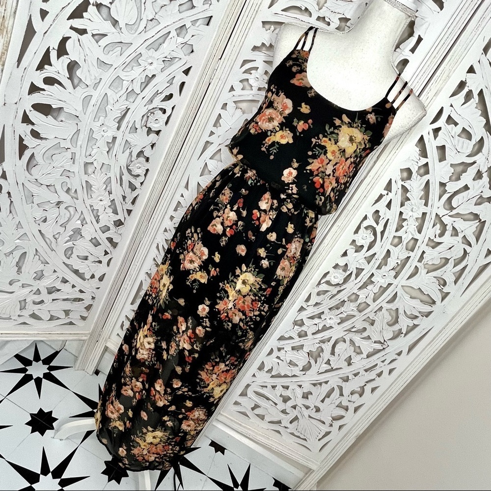 Sweet Rain Black Floral Maxi Dress - Picture 3 of 8